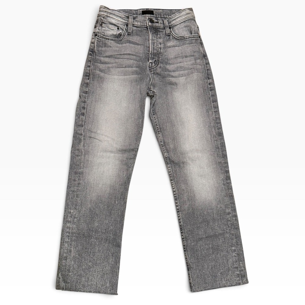 Mother The Tomcat Ankle Fray Jeans Static Grey Straight Leg Button Fly Size 25